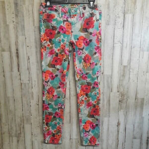 Aero Floral Ultra Skinny Blue Jeans Ashley Pants 4